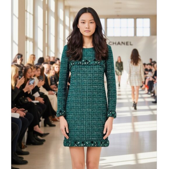 RUNWAY TWEED AUTHENTIC CHANEL DRESS SIZE M/L - Picture 7 of 16